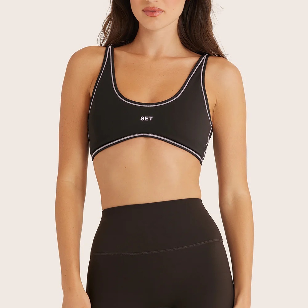 SET Active Sporty Stitch Bra in Espresso (birthday collection) SIZE SMALL